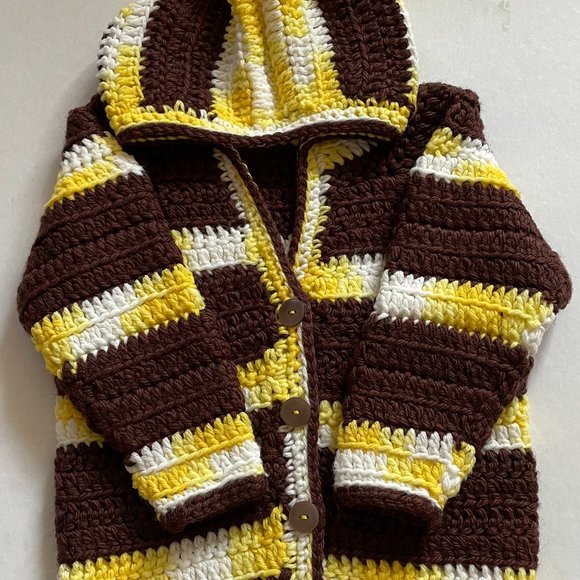 Crochet unisex jacket, Handmade Hoodie for toddler - Picture 10 of 11